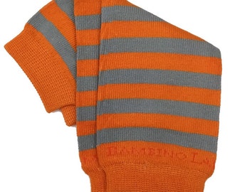 Scaldamuscoli neonato bio a righe arancio & grigio