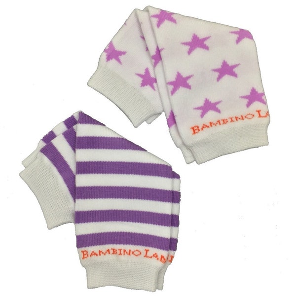 Organic Newborn Leg Warmers 2 Pack Stars and Stripes Purple