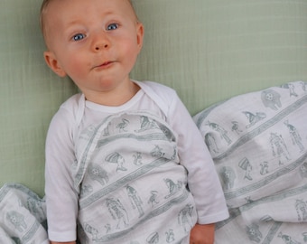 Egyptian Swaddle 1 pack - soft muslin, bamboo/cotton blend. Great for swaddling, nursing cover, travel blanket and more