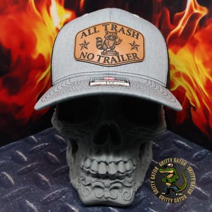 All Trash No Trailer Raccoon Patch Hat, Richardson 112 Snapback Trucker Hat, Trailer Trash Hat, Funny Gifts, Funny Hats, White Elephant Gift