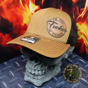 I'm the Fucker in Charge Patch Hat, Richardson 112 Snapback Trucker Hat, Funny Hats, Offensive Hats, White Elephant Gift Ideas, Boss Hats
