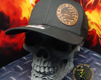 One Nation Under God Patch Hat, Richardson 112 Snapback Trucker Hat, Patriotic Hat, Christian Hat, Religious Gifts, American Flag Hat