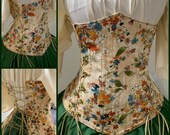 Steel Boned Fall Festival Floral Design Under-Bust Corset - by LoriAnn Costume Designs - Custom Size