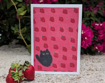 Berry Sweet Cat Greeting Card