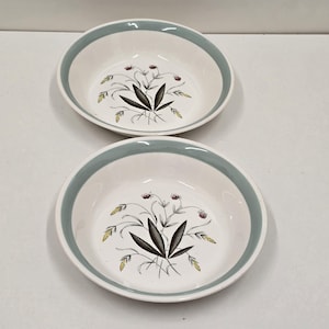 Vintage Alfred Meakin China Hedgerow Pattern 2er Set Suppe Pudding Schüsseln 18 1/4 Zoll
