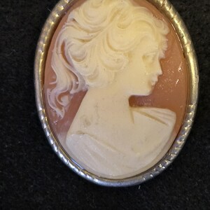 Vintage 1970s Costume  Cameo Brooch 1 5/8 inches