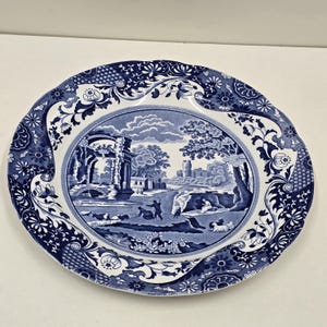 Vintage Spode Italian Blue White Pattern Dinner Plate 10 1/4 inches