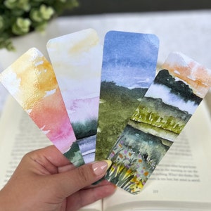 Watercolor Landscape Bookmark Collection | Cardstock Bookmarks | Laminated | Gift for Book Lover | Bookmark | Gift for Her | Tassel Bookmark