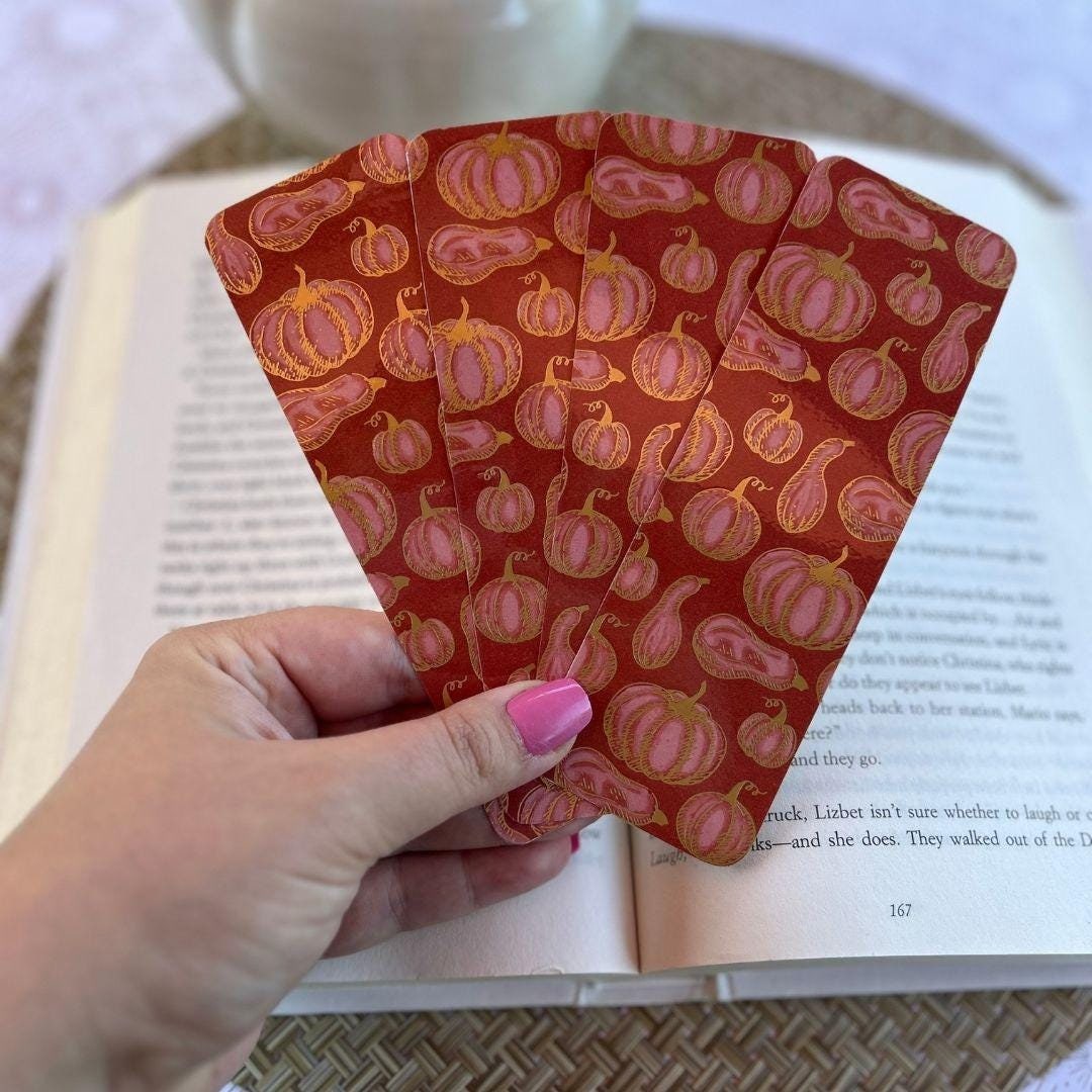Fall Pumpkin Laminated Bookmark: Book Lover Gift - Etsy