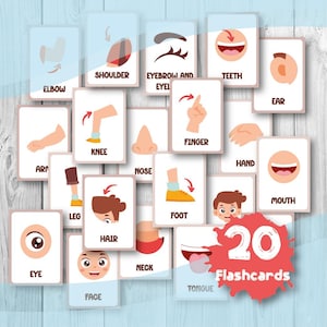 20 Tarjetas didácticas A4 imprimibles de partes del cuerpo, Juego de combinación de partes del cuerpo, Actividad imprimible Partes del cuerpo, Coincidencia de partes del cuerpo, Tarjetas didácticas PARTES DEL CUERPO