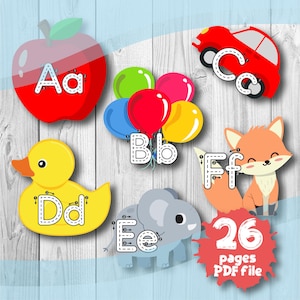 Tarjetas de seguimiento de letras, actividad preescolar, imprimibles para preescolar, tarjetas de seguimiento para preescolar, tarjeta ABC, imprimibles para educación en el hogar, hoja de trabajo preescolar