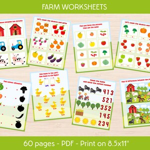 Farm Worksheets (counting 1-5, Find the Diference, Find Identical, Plus ...