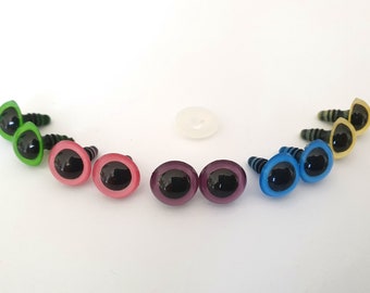 5 pairs 12 mm safety eyes solid colours