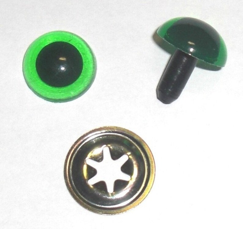 10 paires dyeux de sécurité de 12 mm transparent coloré Vert