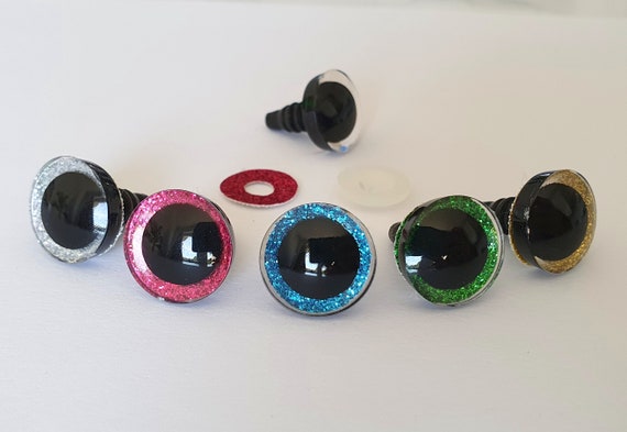 5 Paar 12 mm Glitzeraugen bunt