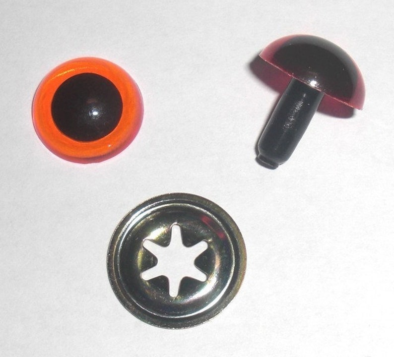 10 paires dyeux de sécurité de 12 mm transparent coloré Rouge