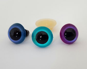 3 Paar 12 mm Chromo Augen - blau, türkis, lila