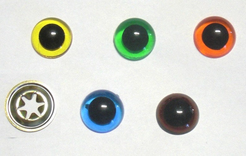 10 paires dyeux de sécurité de 12 mm transparent coloré Bunt/Mixed