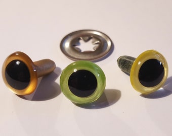 3 paires d'yeux nacrés 12mm - vert, jaune, or