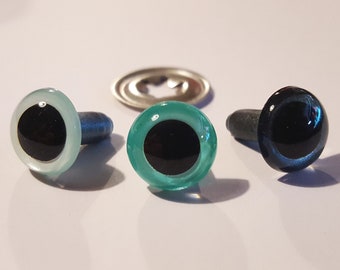 3 paires d’yeux effet perle de 12 mm - turquoise, gris, argent