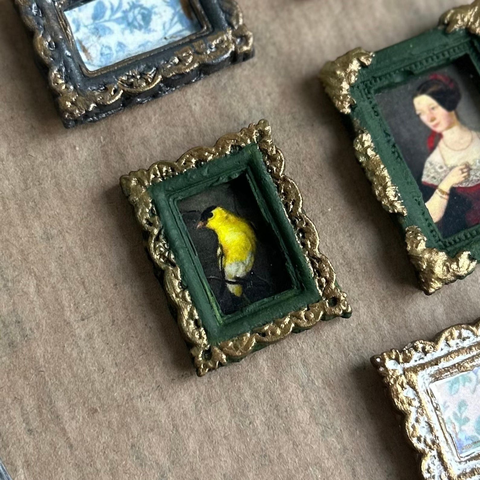 Handmade Mini Plaster Frame Print, Vintage Dollhouse Art (3x4, 4x5cm ...