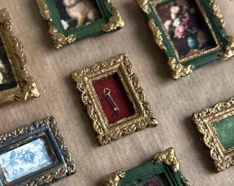 Miniature Framed Art Print: Handmade Plaster Dollhouse Portrait
