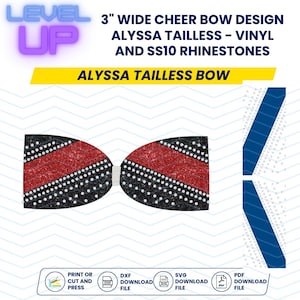 Alyssa Tailless Bow Rhinestone and Vinyl or Sublimation Mixed Media 3&quot; Tailless Cheer Bow File Download