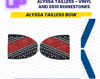 Alyssa Tailless Bow Rhinestone and Vinyl or Sublimation Mixed Media 3" Tailless Cheer Bow File Download