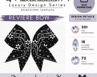 Reviere Rhinestone Cheer Bow SVG Template | Luxury Shapes | Rhinestone Template | Cheer Bow SVG Download