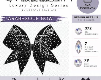 Arabesque Rhinestone Cheer Bow SVG Template | Luxury Shapes | Rhinestone Template | Cheer Bow SVG Download