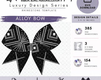 Alloy Rhinestone Cheer Bow SVG Template | Luxury Shapes | Rhinestone Template | Cheer Bow SVG Download