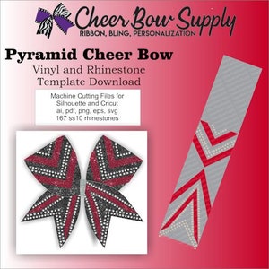 Pyramid Strass och vinyl eller sublimering Blandteknik 7,5 cm Cheerlead Rosett Filnedladdning