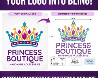 Custom Rhinestone Digitizing Service for Cricut Silhouette | Turn Logo to Bling | Hotfix Transfer Download File | SVG Graphtec Sierra