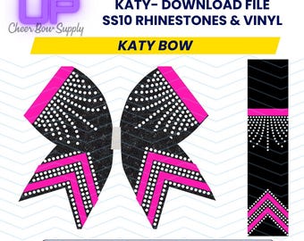 Level Up Vinyl and ss10 Rhinestones Cut Files Katy Bow - 3" Cheer Bow Template Download