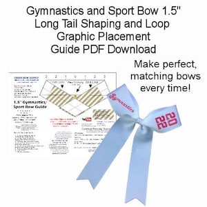 Gymnastics and Sport 1.5&quot; Long Tail Printable Cheer Bow Template And Loop Graphic Placement Guide PDF Download