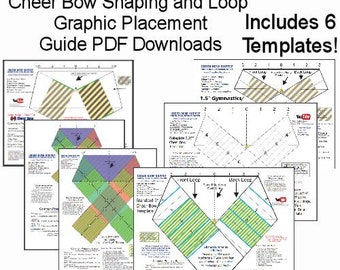 Complete Set of Printable Cheer Bow Template And Loop Graphic Placement Guide PDF Downloads - 6 Bow Styles!