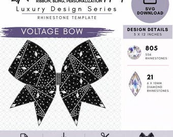 Voltage Rhinestone Cheer Bow SVG Template | Luxury Shapes | Rhinestone Template | Cheer Bow SVG Download