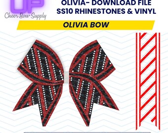 Level Up Vinyl and ss10 Rhinestones Cut Files Olivia Bow - 3" Cheer Bow Template Download