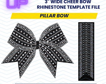 Pillar Rhinestone Cheer Bow SVG Template | Vertical Line Bow Design | V Cut Rhinestone Template | Cheer Bow SVG Download