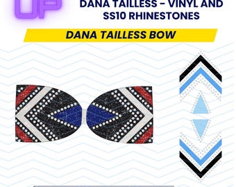 Dana Tailless Bow Rhinestone and Vinyl or Sublimation Mixed Media 3" Cheer Bow File Download