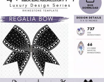 Regalia Rhinestone Cheer Bow SVG Template | Luxury Shapes | Rhinestone Template | Cheer Bow SVG Download