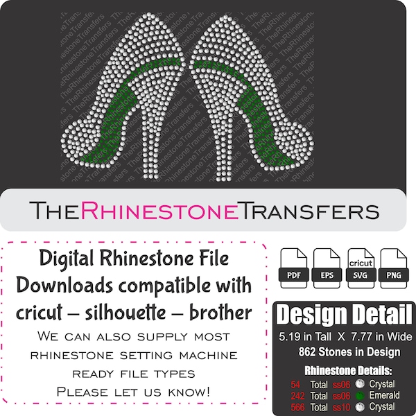 High Heel Shoes Rhinestone Design INSTANT FILE DOWNLOAD