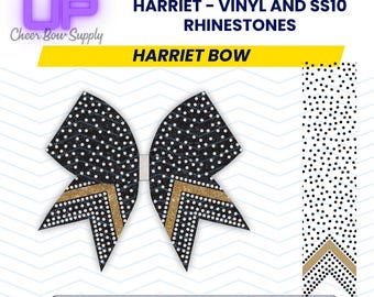 Level Up Vinyl and ss10 Rhinestones Cut Files Harriet Bow - 3" Cheer Bow Template Download