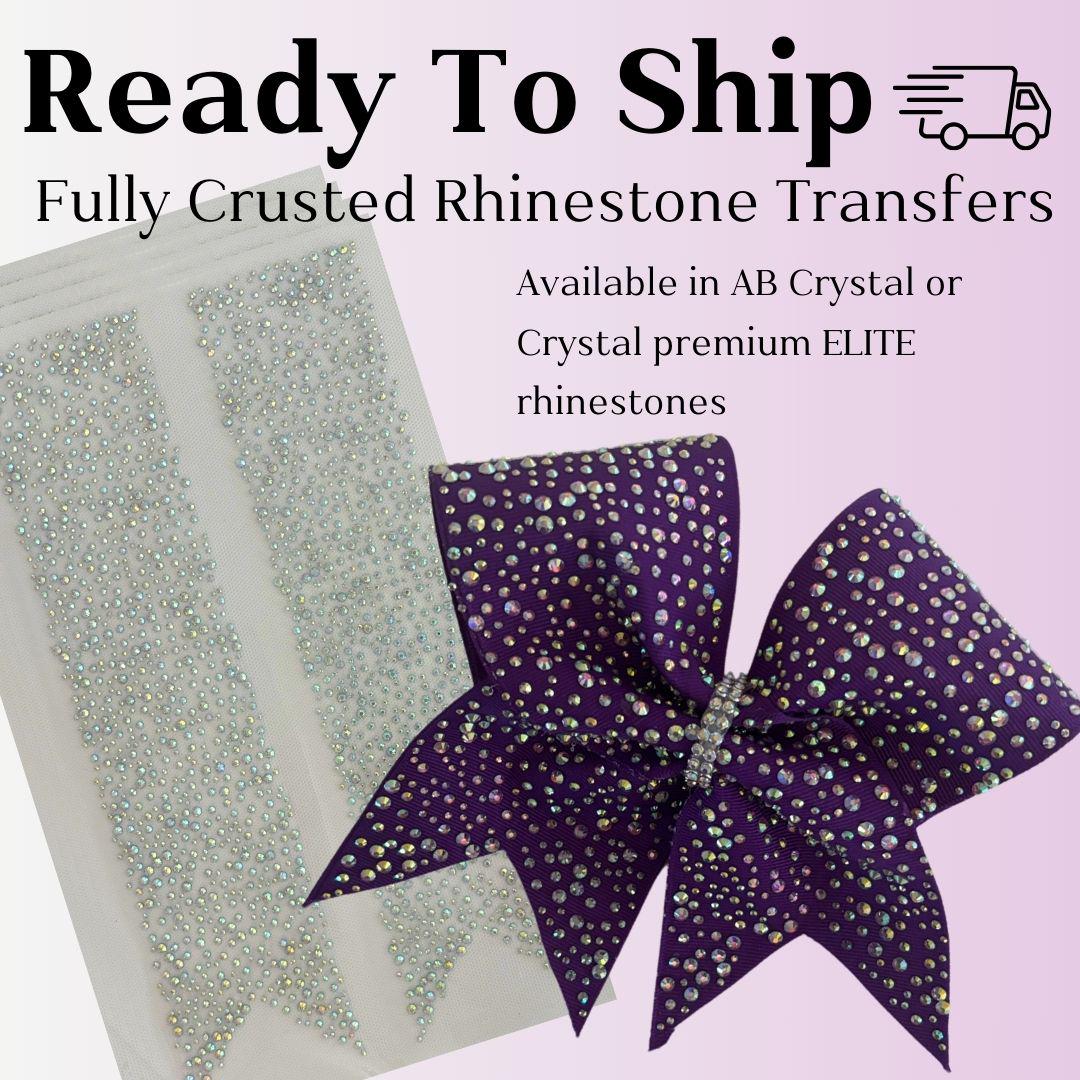 Fully Crusted Cheer Bow Rhinestone Transfer Strip 3" X 13"
