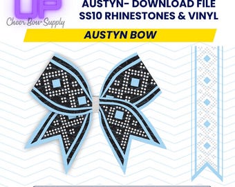 Level Up Vinyl and ss10 Rhinestones Cut Files Austyn Bow - 3" Cheer Bow Template Download