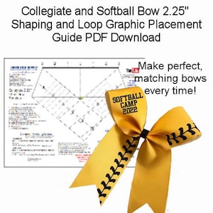 Collegiate and Softball Printable Cheer Bow Template And Loop Graphic Placement Guide PDF Download
