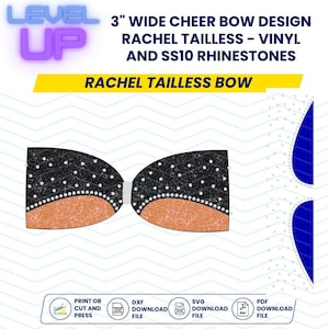 Rachel Tailless Bow Rhinestone and Vinyl or Sublimation Mixed Media 3&quot; Cheer Bow File Download