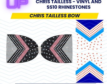 Chris Tailless Bow Rhinestone and Vinyl or Sublimation Mixed Media 4" Cheer Bow File Download