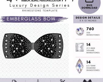 Emberglass Rhinestone Cheer Bow SVG Template | Luxury Shapes | Rhinestone Template | Cheer Bow SVG Download