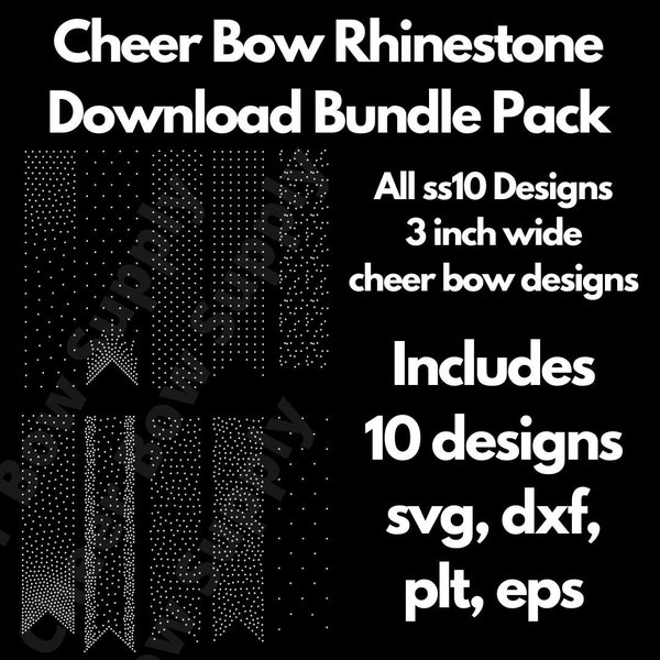 10 Designs - 3" Rhinestone Cheer Bow Template Bundle Pack INSTANT FILE DOWNLOAD - Includes all designs shown - scatter matrix grid gradient